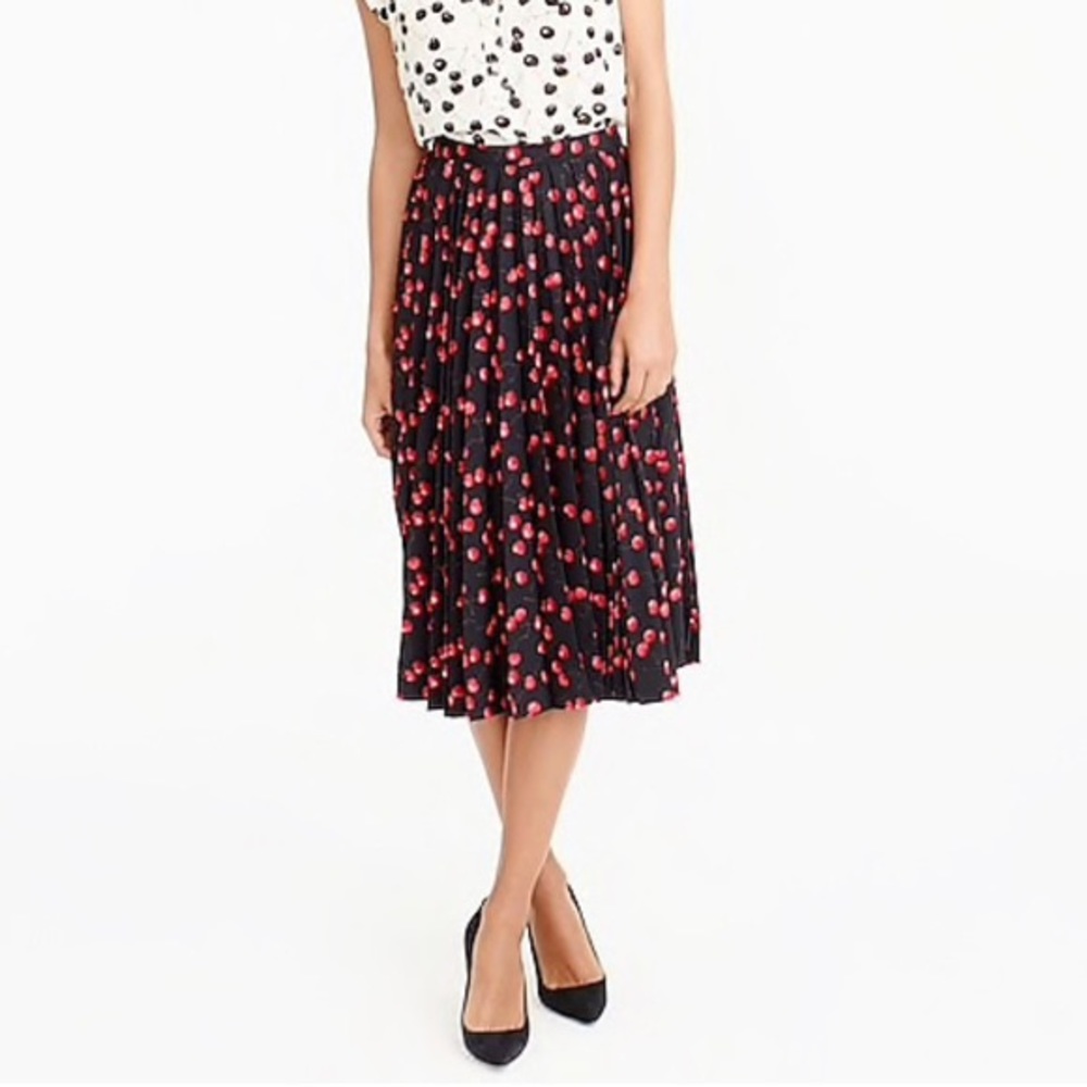Like-New J. Crew Cherry Pleated Skirt